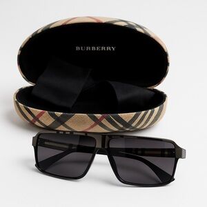 Burberry Black Sunglasses with Beige Check Case